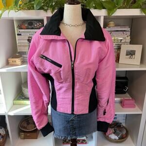 Vintage 90s NILS Ski Snow Waist Chinch Jacket Barbie Bright Neon Pink Sz 10
